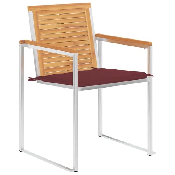 vidaXL Trädgårdsstolar med dynor 8 st massiv teak