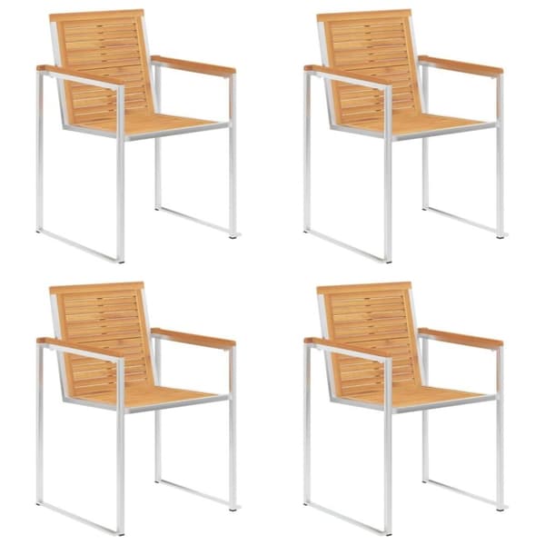 vidaXL Trädgårdsstolar med dynor 4 st massiv teak