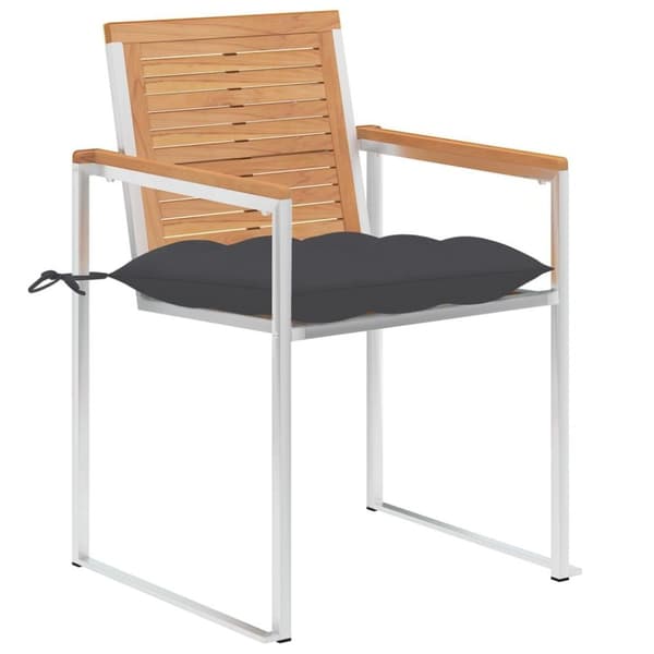 vidaXL Trädgårdsstolar med dynor 8 st massiv teak