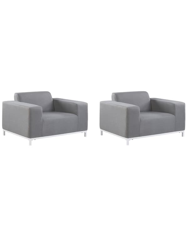 Nojatuolisetti harmaa polyesteriä 105 x 67 x 84 cm metallijalat ulkokäyttöön 2 kpl moderni tyyli
