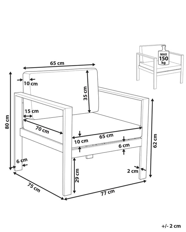 Puutarhatuoli tummanharmaa 77 x 80 x 75 cm alumiini polyesteri lattiasuoja UV-kestävä