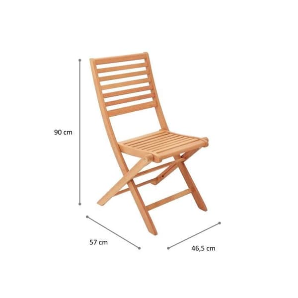Set med 2 hopfällbara trädgårdsstolar i FSC eukalyptus - 57 x 46,5 x 90 cm
