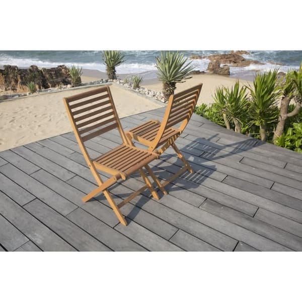 Set med 2 hopfällbara trädgårdsstolar i FSC eukalyptus - 57 x 46,5 x 90 cm
