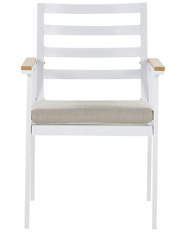 Puutarhatuoli ruskea 54 x 82 x 60 cm beiget istuintyynyt 4 kpl valkoinen alumiinirunko