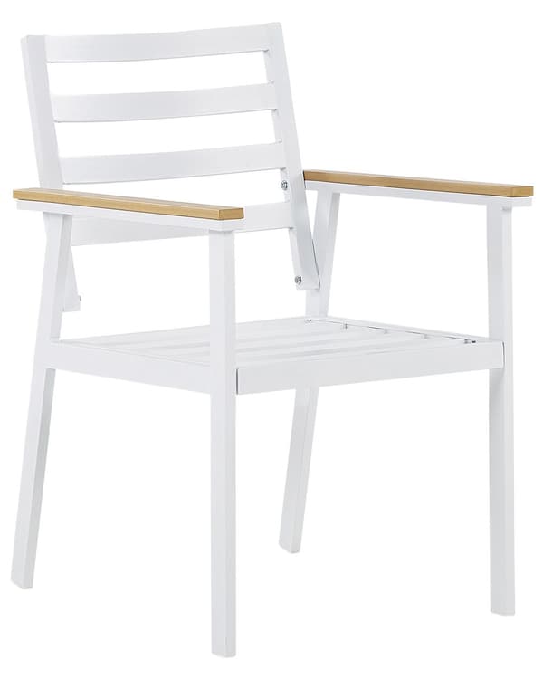 Puutarhatuoli ruskea 54 x 82 x 60 cm beiget istuintyynyt 4 kpl valkoinen alumiinirunko