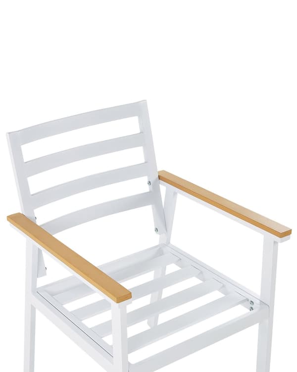 Puutarhatuoli ruskea 54 x 82 x 60 cm beiget istuintyynyt 4 kpl valkoinen alumiinirunko