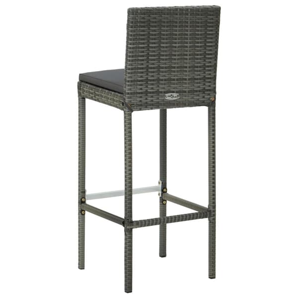 vidaXL barstole til haven med hynder 4 stk. polyrattan grå