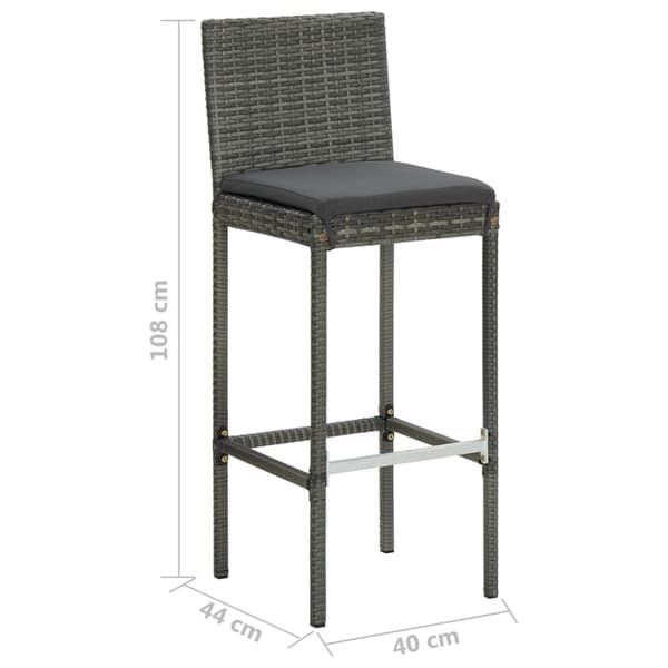 vidaXL barstole til haven med hynder 4 stk. polyrattan grå