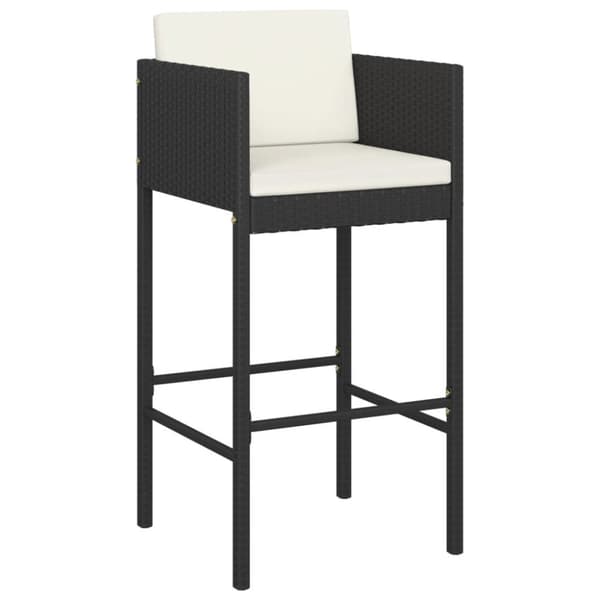 vidaXL barstole med hynder 4 stk. polyrattan sort