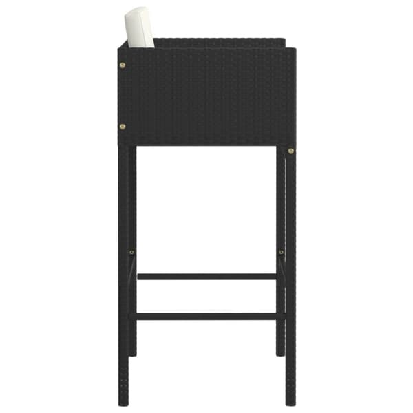 vidaXL barstole med hynder 4 stk. polyrattan sort
