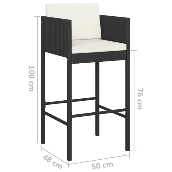 vidaXL barstole med hynder 4 stk. polyrattan sort