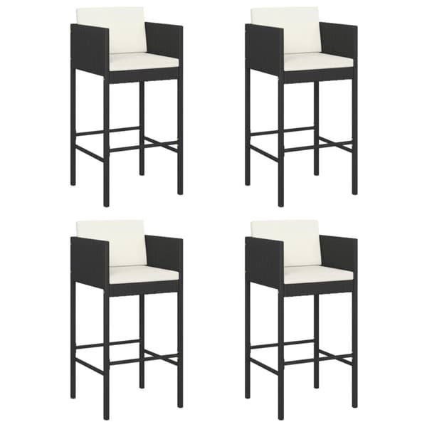 vidaXL barstole med hynder 4 stk. polyrattan sort