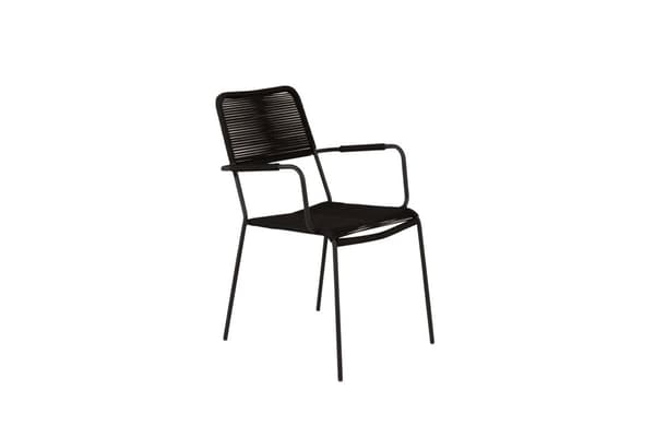 2 x Lindos trädgårdsstol med armstöd stapelbar svart.