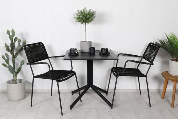 2 x Lindos hagestol med armlen stabelbar svart .