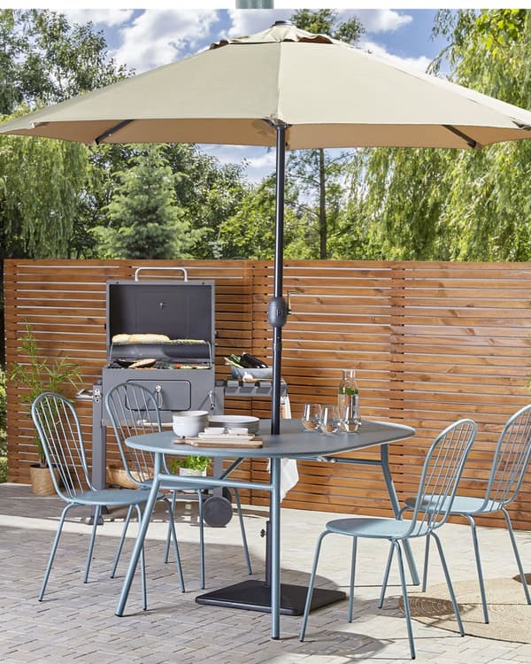 Havestole Blå Metal sæt 40 x 89 x 47 cm 8 stk Moderne Højryggede Pindestole Uden Armlæn Retro Design Udendørs Altan Terrasse Indretning