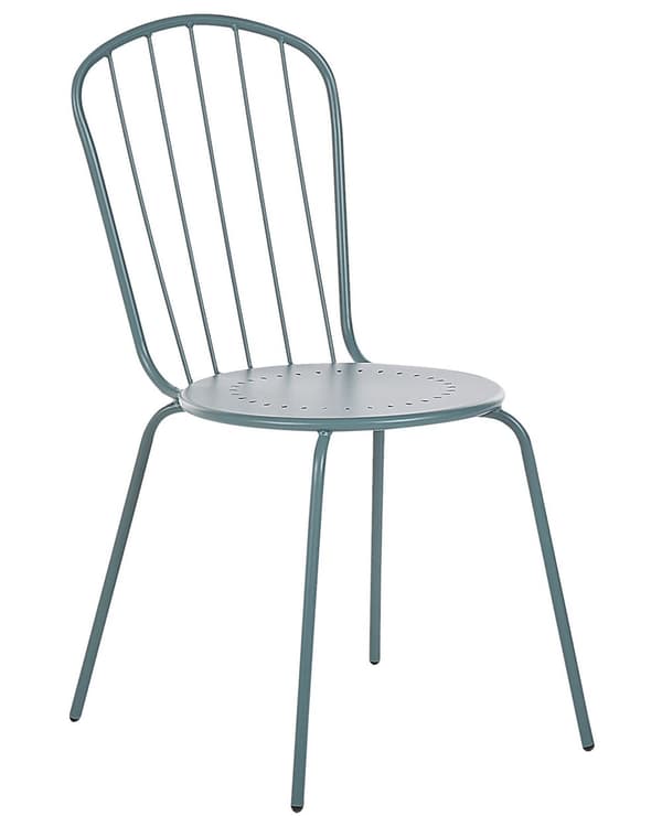 Havestole Blå Metal sæt 40 x 89 x 47 cm 8 stk Moderne Højryggede Pindestole Uden Armlæn Retro Design Udendørs Altan Terrasse Indretning