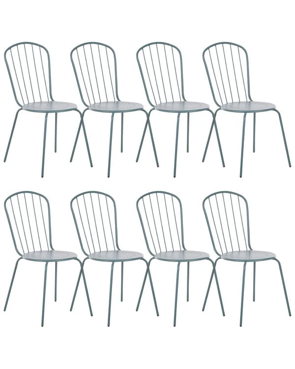 Havestole Blå Metal sæt 40 x 89 x 47 cm 8 stk Moderne Højryggede Pindestole Uden Armlæn Retro Design Udendørs Altan Terrasse Indretning