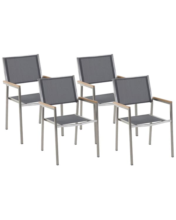 Puutarhatuoli harmaa 55 x 87 x 58 cm polyesteri rosteri 4 kpl UV-kestävä