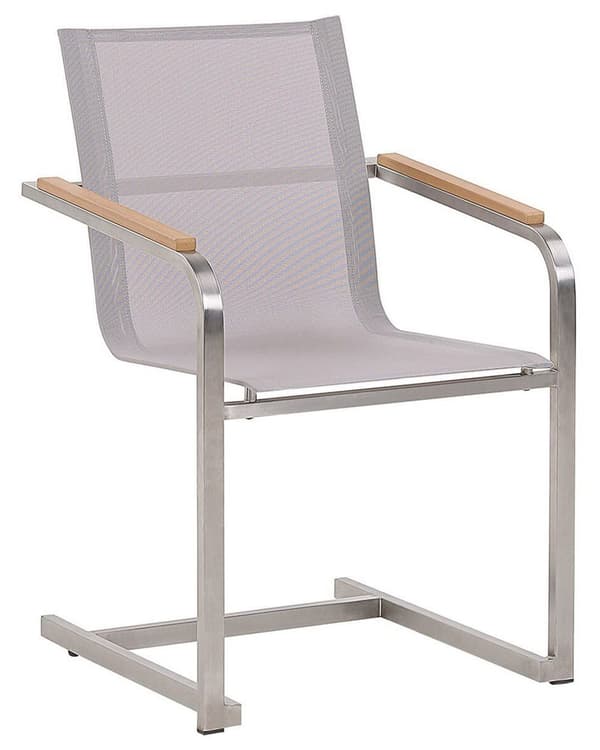 Puutarhatuolisetti beige polyesteriä jalat ruostumatonta terästä 4 kpl