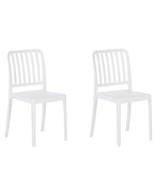 Puutarhatuolisetti valkoinen 42 x 82 x 47 cm muovinen sisälle ulos 2 kpl
