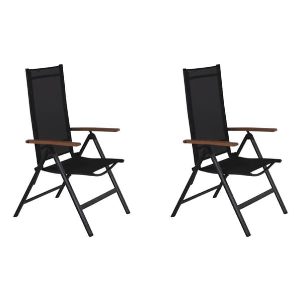 2xLamira hagestol posisjons stol, svart og teak armlæn.  .