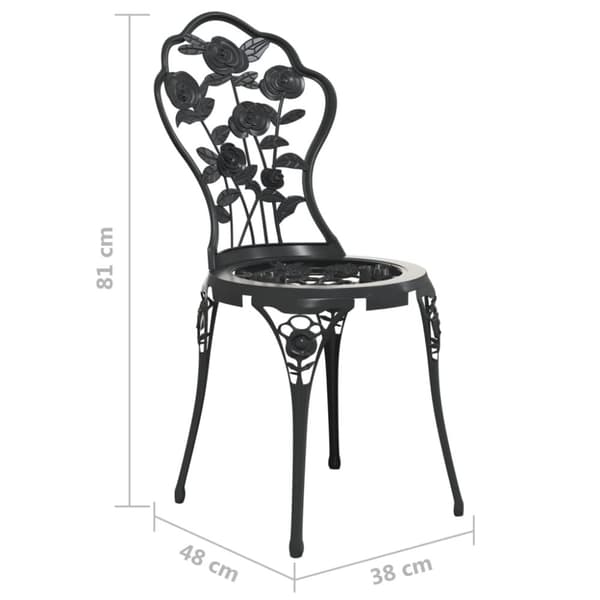 vidaXL Bistrostoler 2 stk støpt aluminium svart