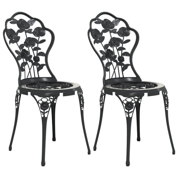 vidaXL Bistrostoler 2 stk støpt aluminium svart