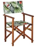 Pikkukuva 5 / 11: Puutarhatuoli tumma akaasia 50 x 91 x 50 cm luonnonvalkoinen / tukaanikuvio vaihtokangas 2 kpl kokoontaitettava