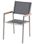 Miniatyrbild 5 av 8: Trädgårdsstol 2 st Grå och Silver Tygsäte Rostfritt Stål Stapelbar Utomhus