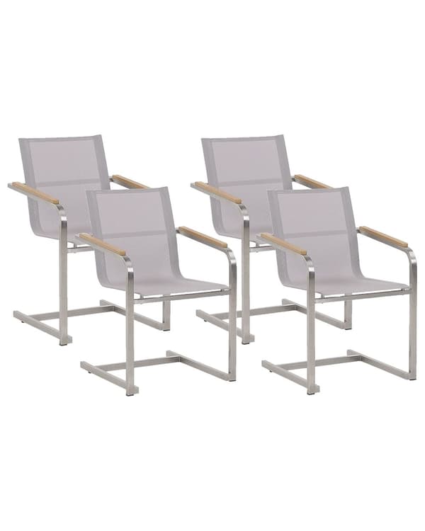 Trädgårdsstol 2 st Beige Syntetiskt Material Rostfritt Stålram