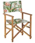Pikkukuva 5 / 11: Puutarhatuoli vaalea akaasia 50 x 91 x 50 cm luonnonvalkoinen / flamingokuvio vaihtokangas 2 kpl kokoontaitettava