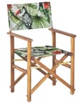 Pikkukuva 6 / 11: Puutarhatuoli vaalea akaasia 50 x 91 x 50 cm luonnonvalkoinen / tukaanikuvio vaihtokangas 2 kpl kokoontaitettava