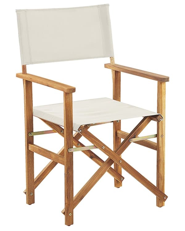 Puutarhatuoli vaalea akaasia 50 x 91 x 50 cm luonnonvalkoinen / tukaanikuvio vaihtokangas 2 kpl kokoontaitettava