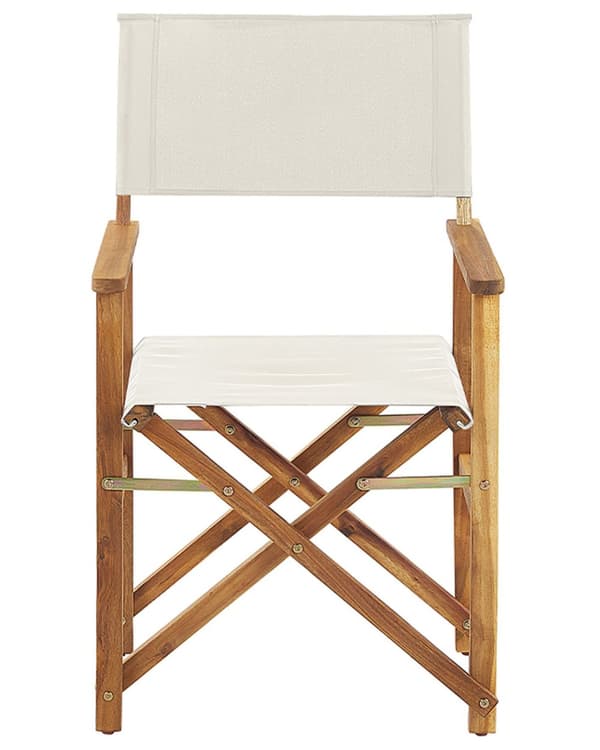Puutarhatuoli vaalea akaasia 50 x 91 x 50 cm luonnonvalkoinen / tukaanikuvio vaihtokangas 2 kpl kokoontaitettava