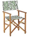 Pikkukuva 5 / 11: Puutarhatuoli vaalea akaasia 50 x 91 x 50 cm harmaa / lehtikuvio vaihtokangas 2 kpl kokoontaitettava
