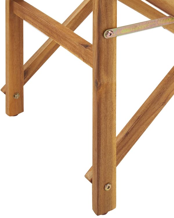 Puutarhatuoli vaalea akaasia 50 x 91 x 50 cm harmaa / lehtikuvio vaihtokangas 2 kpl kokoontaitettava