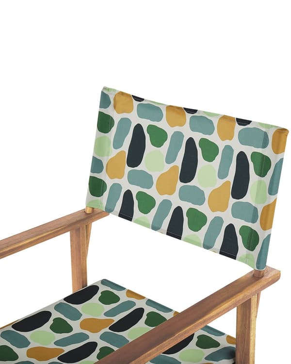 Puutarhatuoli vaalea akaasia 50 x 91 x 50 cm harmaa / monivärinen vaihtokangas 2 kpl kokoontaitettava