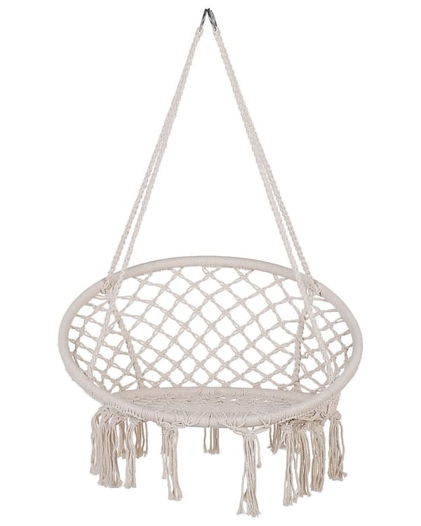 Hängstol Vit Macrame Flätad Sits Inomhusgunga Boho Stil