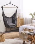 Miniatyrbild 4 av 11: Hammock Grå Bomull och Polyester Gunga Inomhus Utomhus Boho Stil