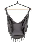 Miniatyrbild 5 av 11: Hammock Grå Bomull och Polyester Gunga Inomhus Utomhus Boho Stil