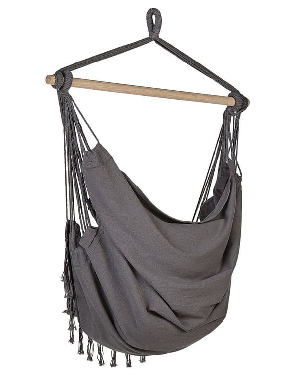 Hammock Grå Bomull och Polyester Gunga Inomhus Utomhus Boho Stil