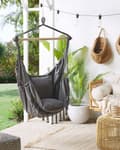 Miniatyrbild 2 av 11: Hammock Grå Bomull och Polyester Gunga Inomhus Utomhus Boho Stil