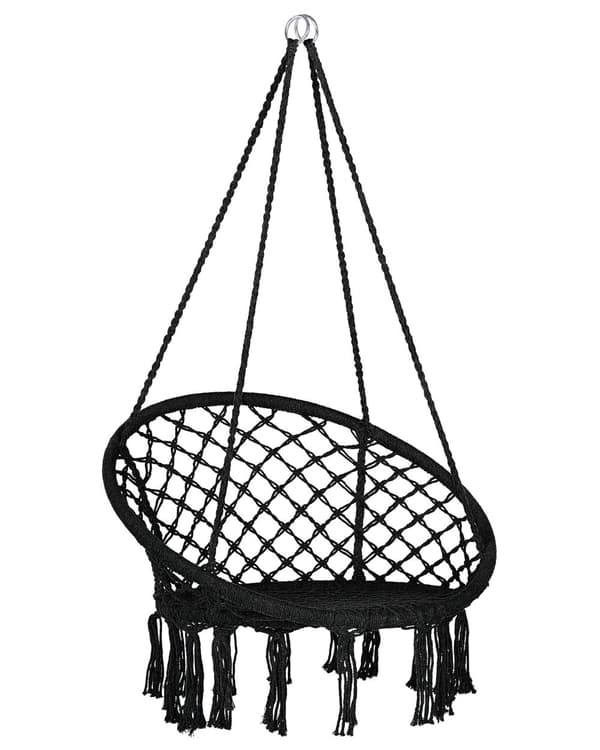 Hängstol Svart Macrame Flätad Sits Inomhusgunga Boho Stil