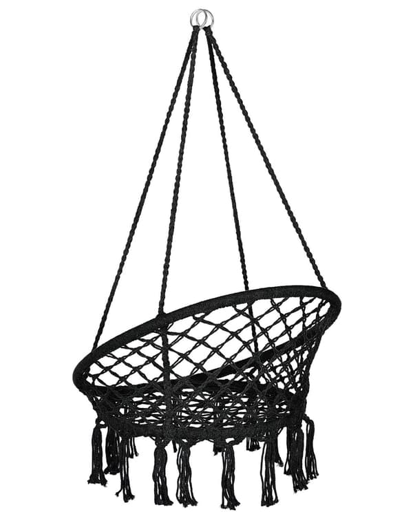 Hängstol Svart Macrame Flätad Sits Inomhusgunga Boho Stil