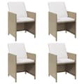 Miniatyrbillede 2 af 10: vidaXL havestole med hynder 4 stk. polyrattan beige