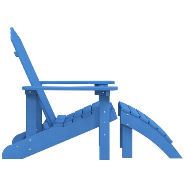 vidaXL Adirondackstol med fotpall HDPE aquablå