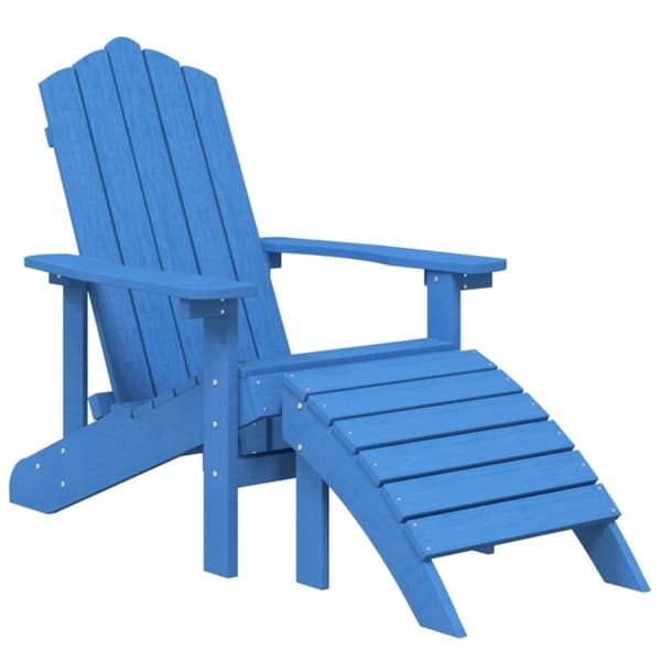 vidaXL Adirondackstol med fotpall HDPE aquablå