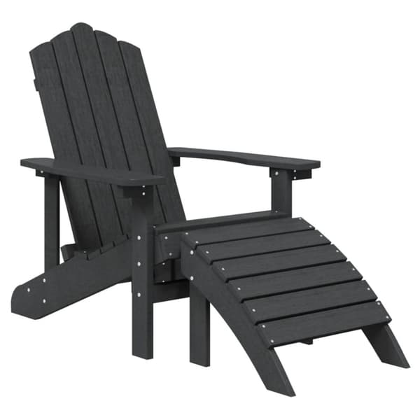 vidaXL Adirondack-havestol med fodstøtte HDPE antracitgrå