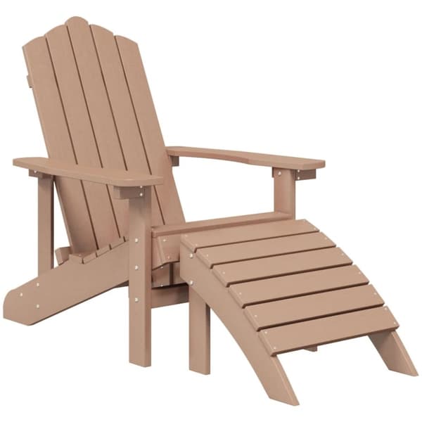 vidaXL Adirondack hagestol med fotskammel HDPE brun