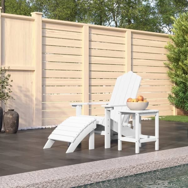 vidaXL Adirondack hagestol med fotstøtte og bord HDPE hvit